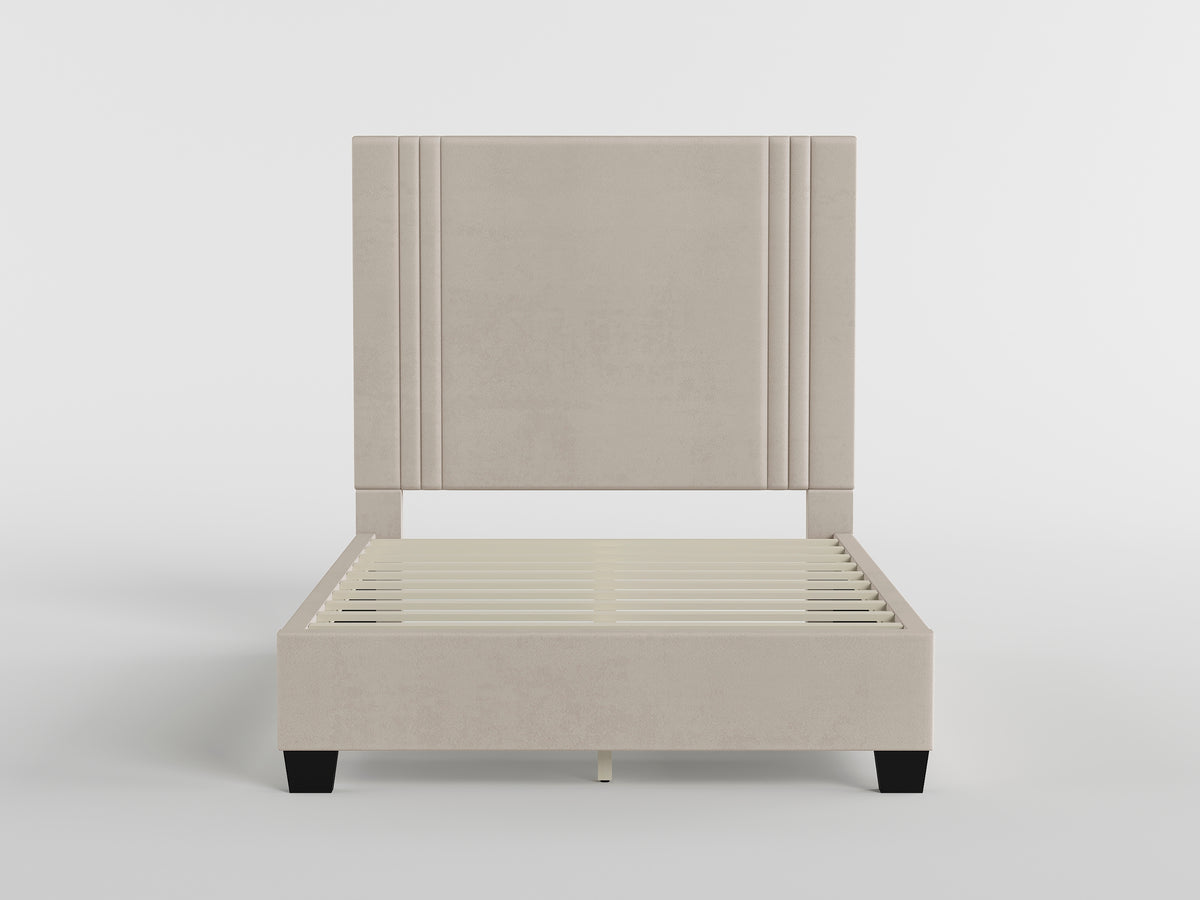 54" Beige Microfiber Platform Bed