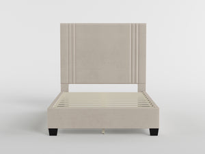 54" Beige Microfiber Platform Bed
