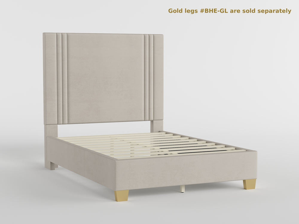 54" Beige Microfiber Platform Bed