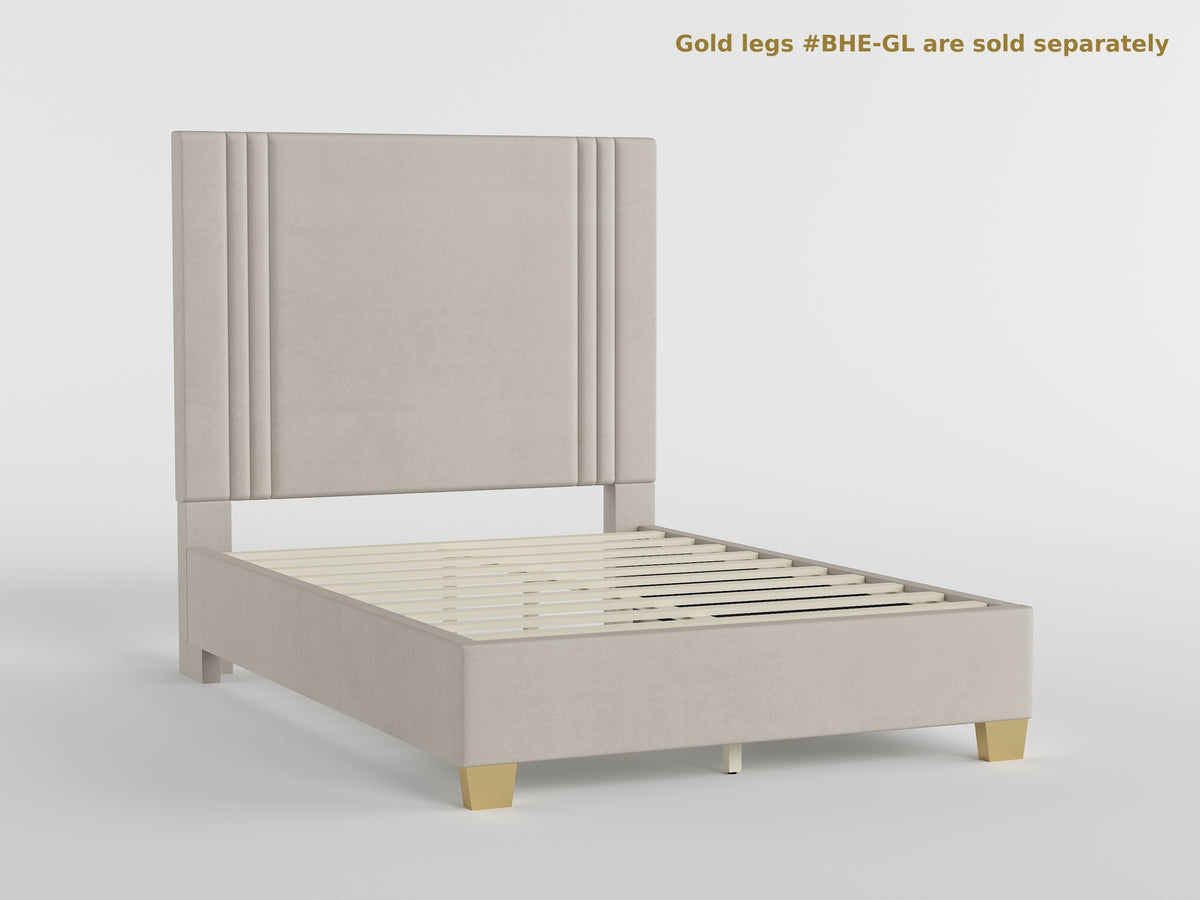 54" Beige Microfiber Platform Bed