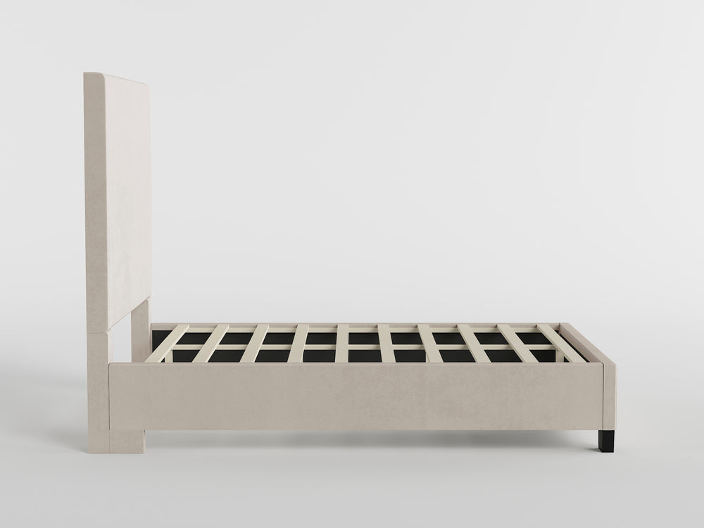 54" Beige Microfiber Platform Bed