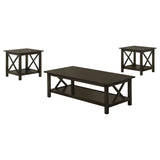 Juego de mesa de centro rectangular de 3 piezas Rachelle en color merlot intenso
