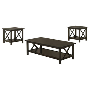 Juego de mesa de centro rectangular de 3 piezas Rachelle en color merlot intenso