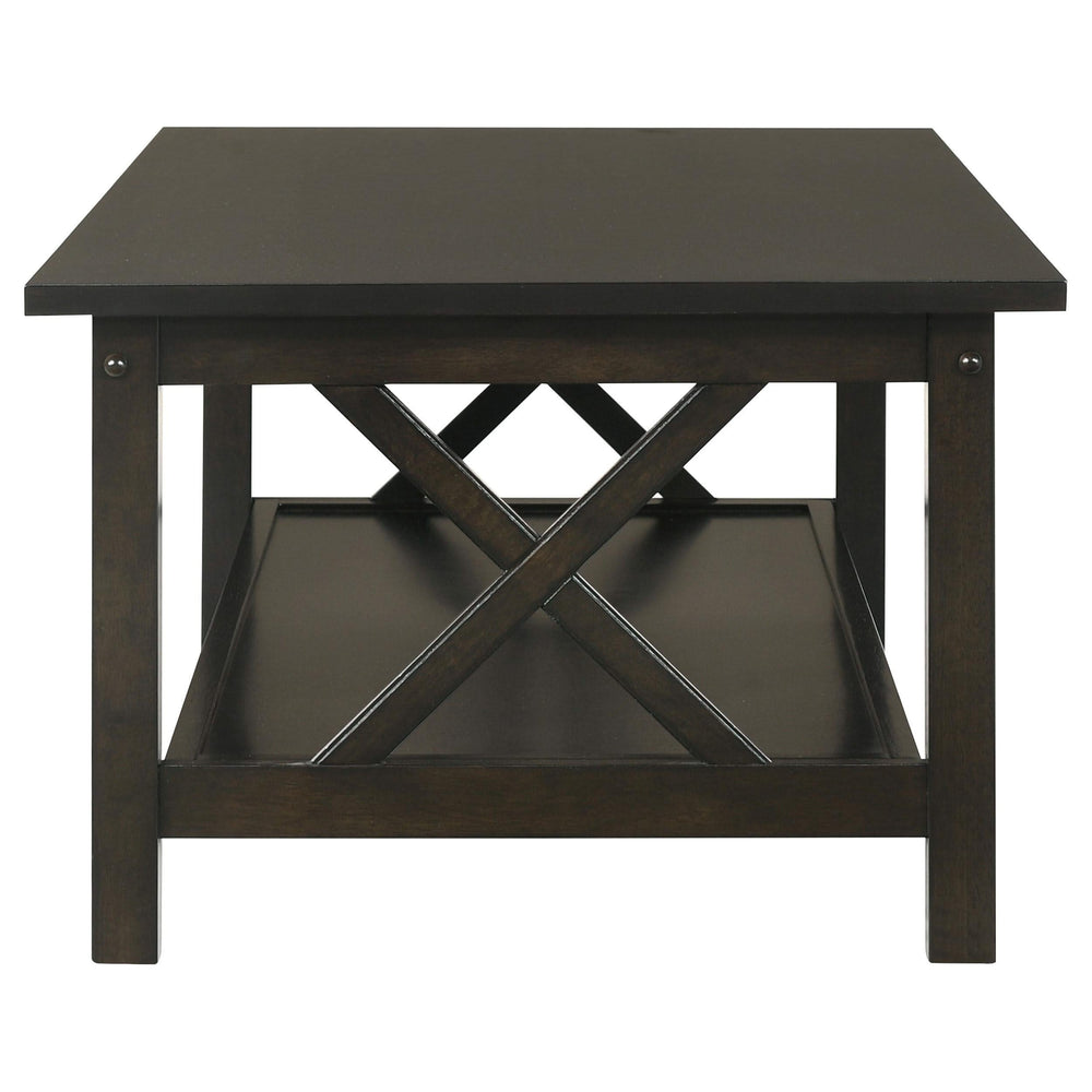 Juego de mesa de centro rectangular de 3 piezas Rachelle en color merlot intenso