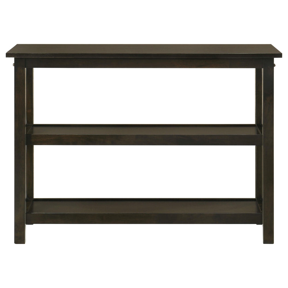 Consola de entrada Rachelle de madera de dos estantes en color merlot oscuro