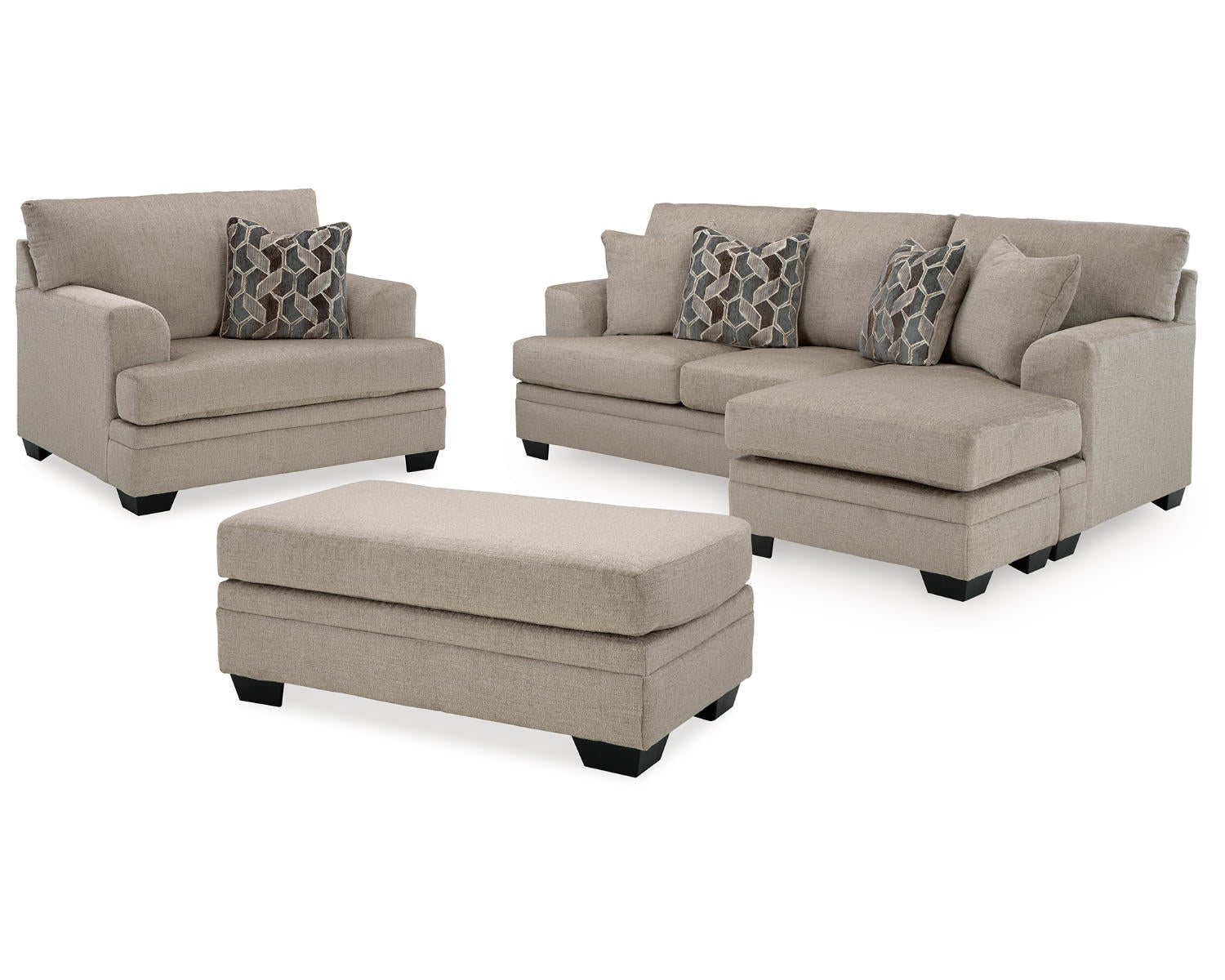 Stonemeade Sofa Chaise, Oversized Chair, and Ottoman