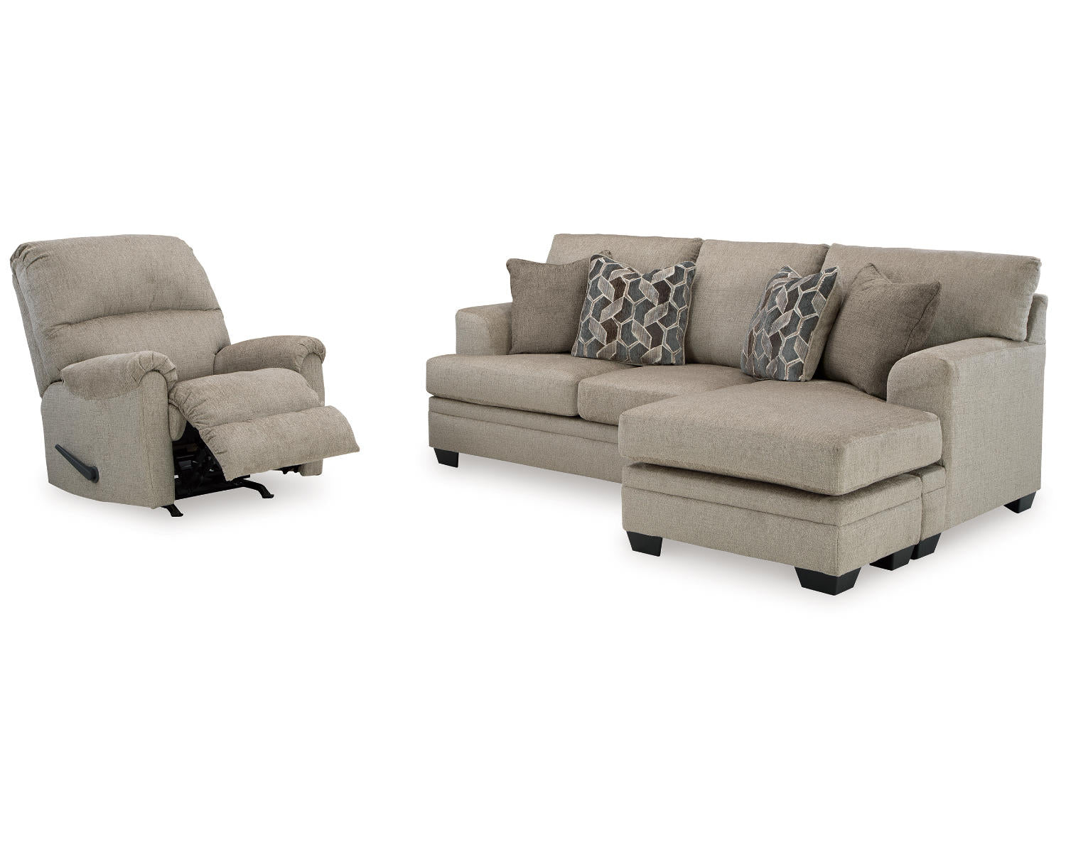 Stonemeade Sofa Chaise and Recliner
