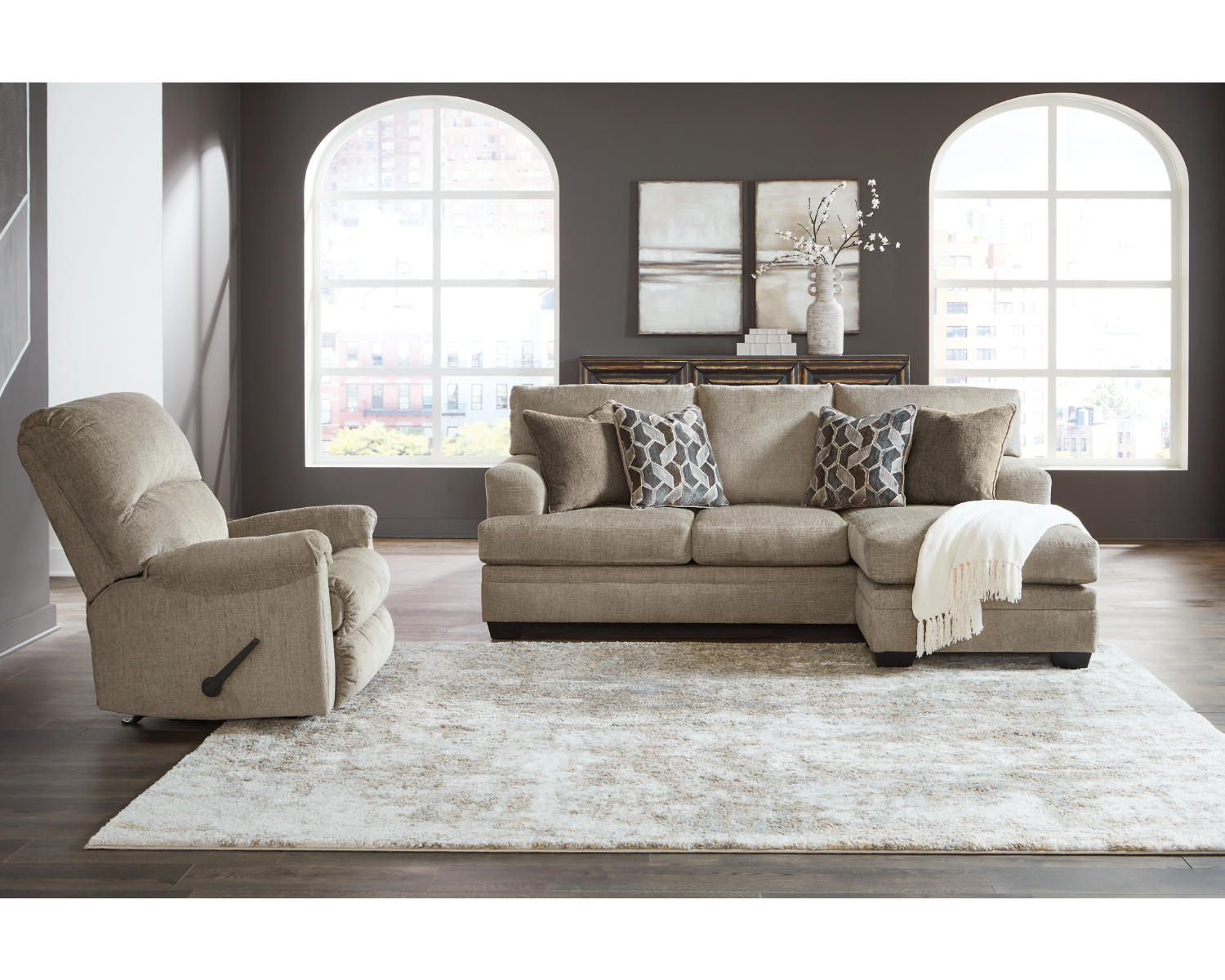 Stonemeade Sofa Chaise and Recliner