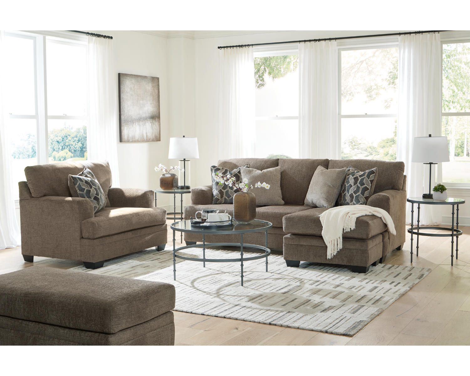 Stonemeade Sofa Chaise, Oversized Chair and Ottoman