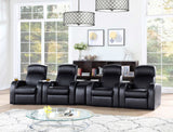 Sillón reclinable Cyrus tapizado con brazo articulado, color negro