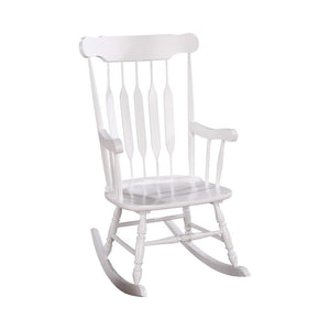 Mecedora Gina de madera maciza con respaldo de husillo, color blanco