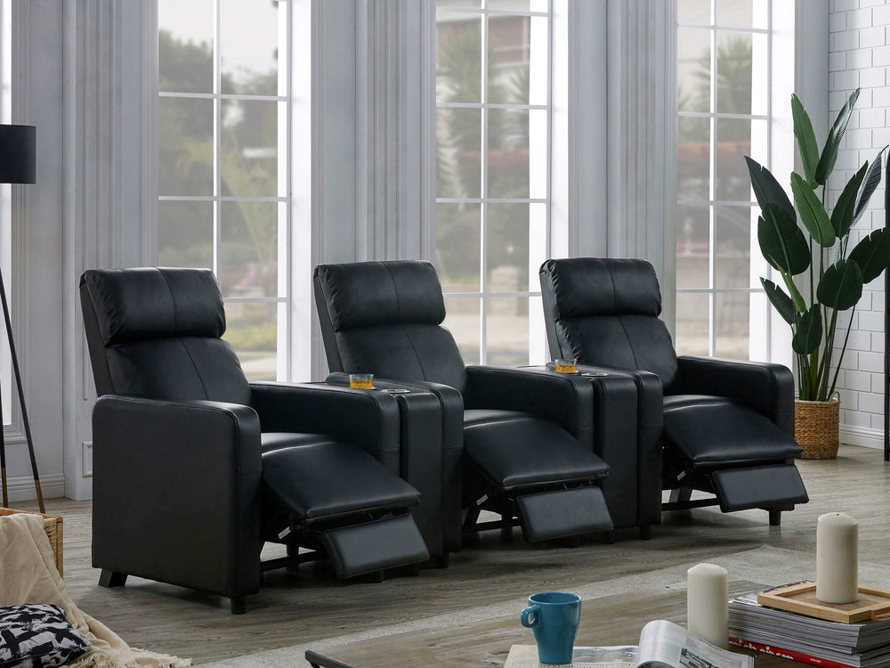 Juego de sala de estar reclinable con mechones tapizados Toohey en negro