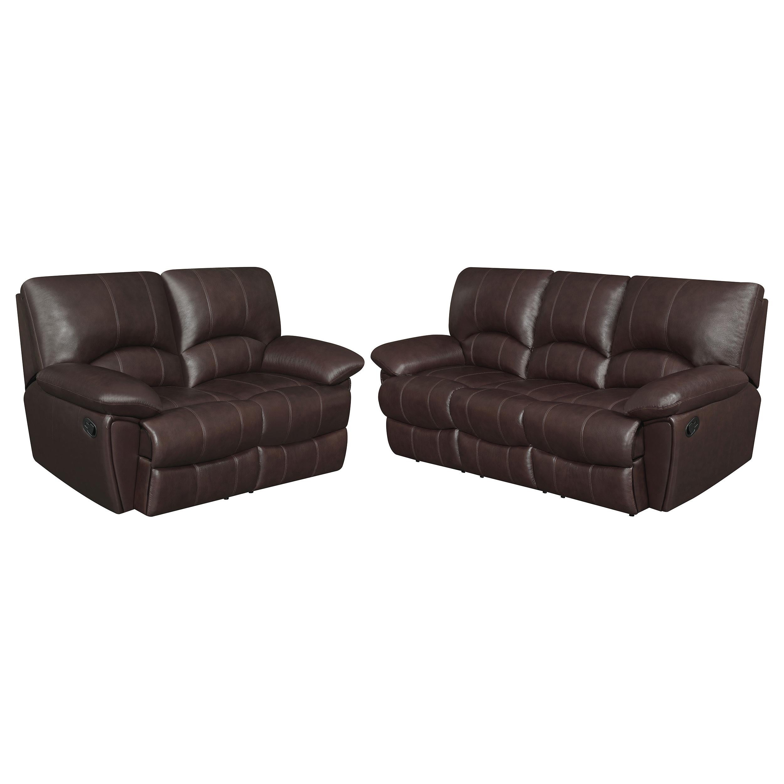 Clifford Upholstered Pillow Top Arm Living Room Set Chocolate Brown
