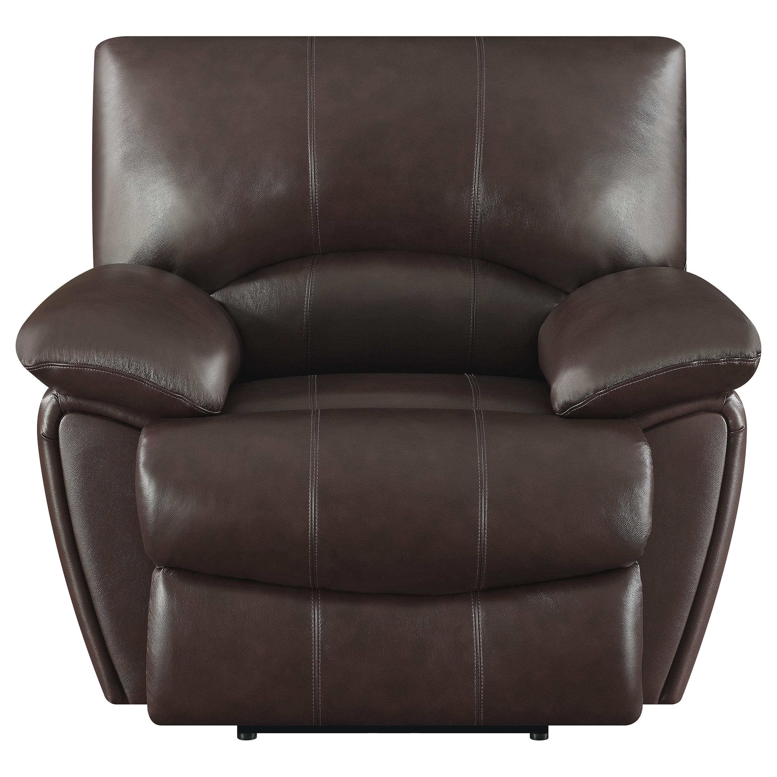 Clifford Upholstered Pillow Top Arm Living Room Set Chocolate Brown