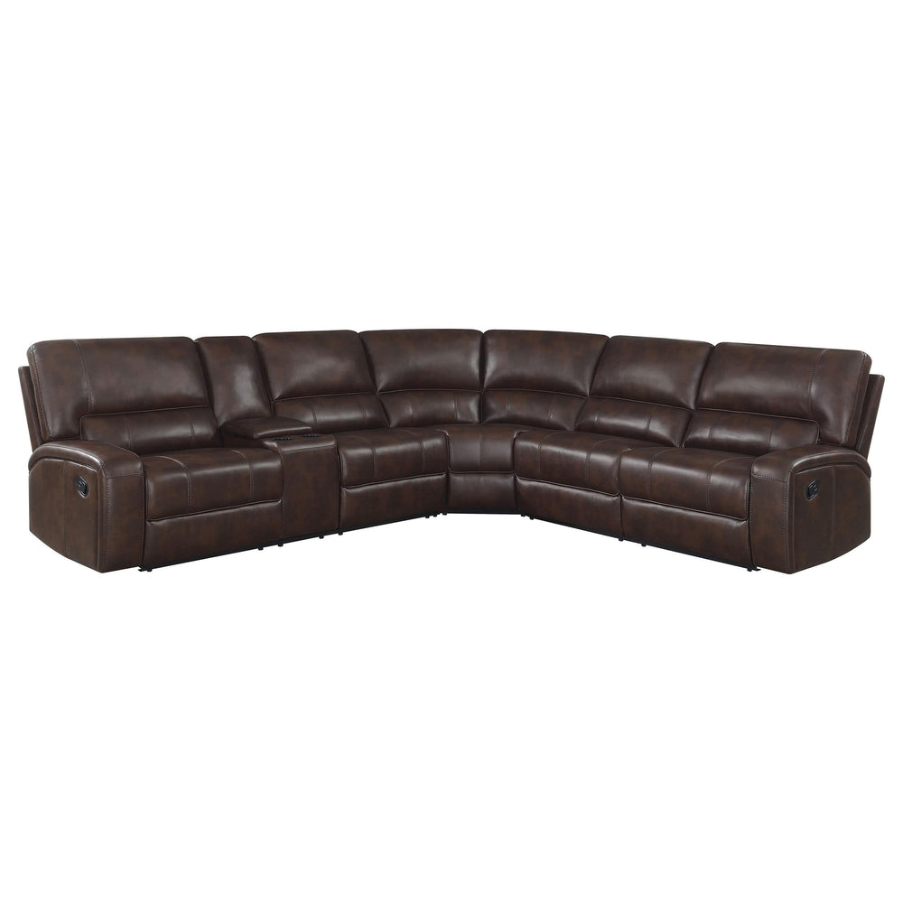 Sofá seccional reclinable tapizado Brunson de 3 piezas, color marrón
