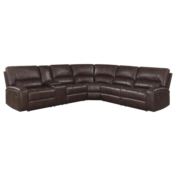 Sofá seccional reclinable tapizado Brunson de 3 piezas, color marrón
