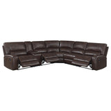 Sofá seccional reclinable tapizado Brunson de 3 piezas, color marrón