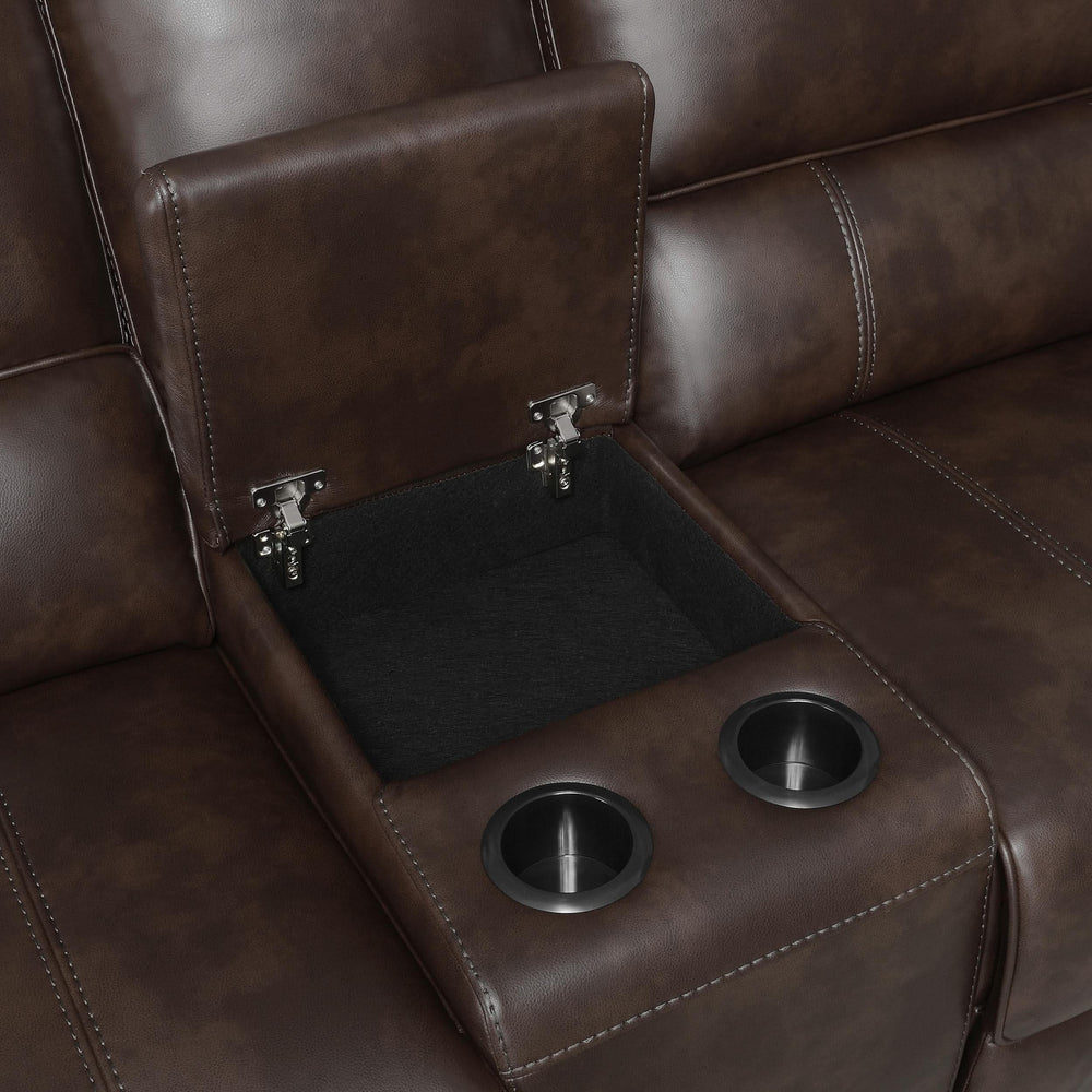 Sofá seccional reclinable tapizado Brunson de 3 piezas, color marrón
