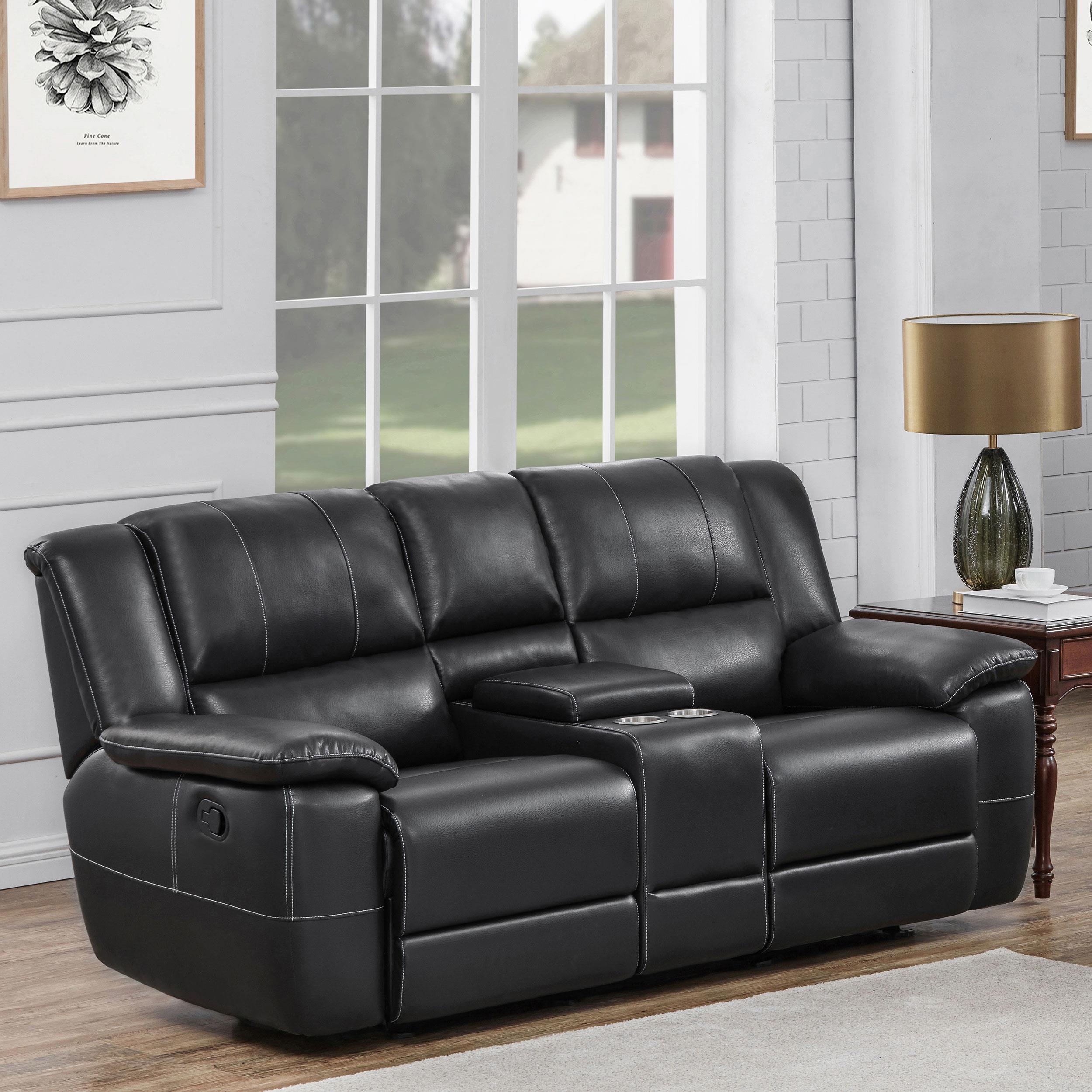 Lee Upholstered Padded Arm Glider Loveseat Black