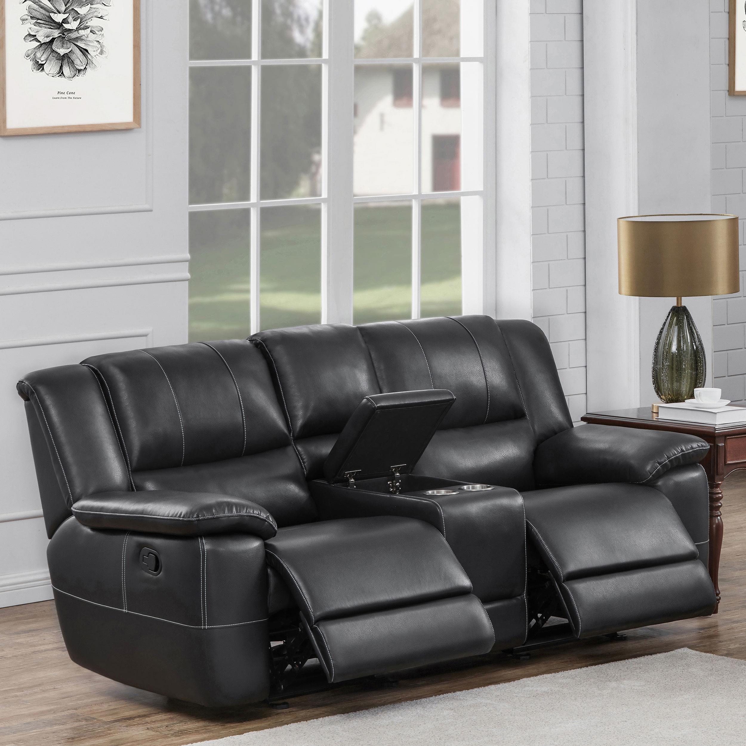 Lee Upholstered Padded Arm Glider Loveseat Black