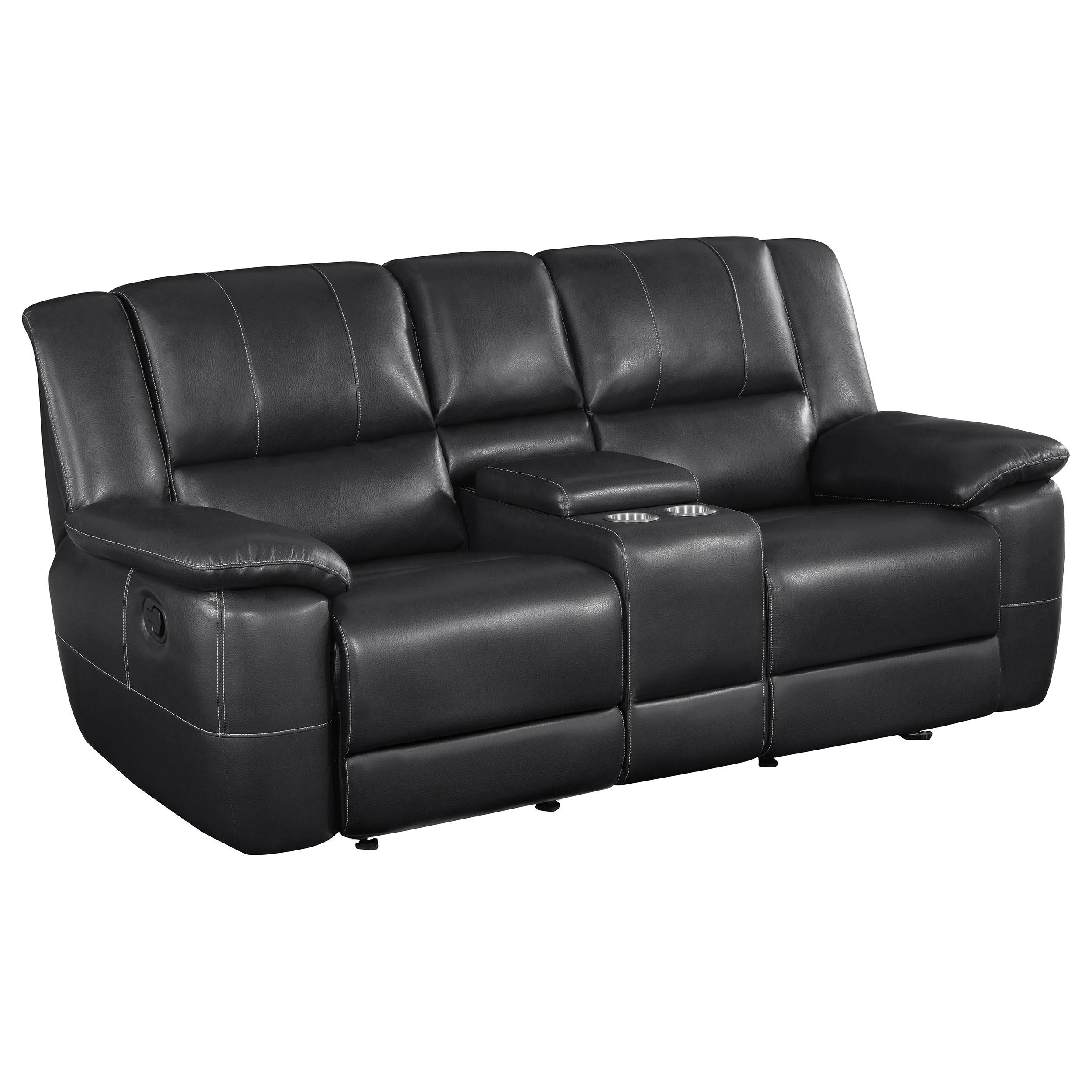 Lee Upholstered Padded Arm Glider Loveseat Black