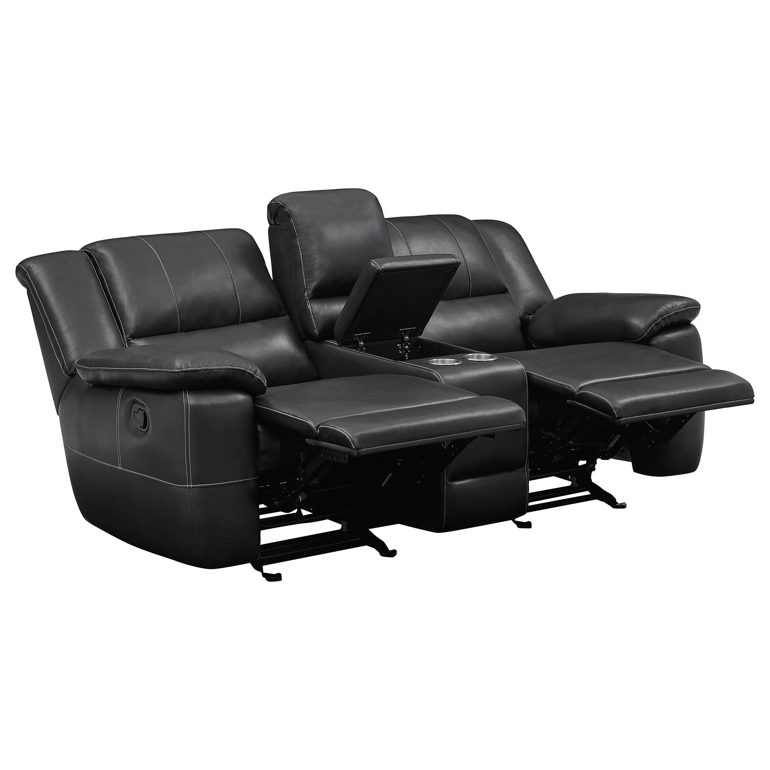 Lee Upholstered Padded Arm Glider Loveseat Black