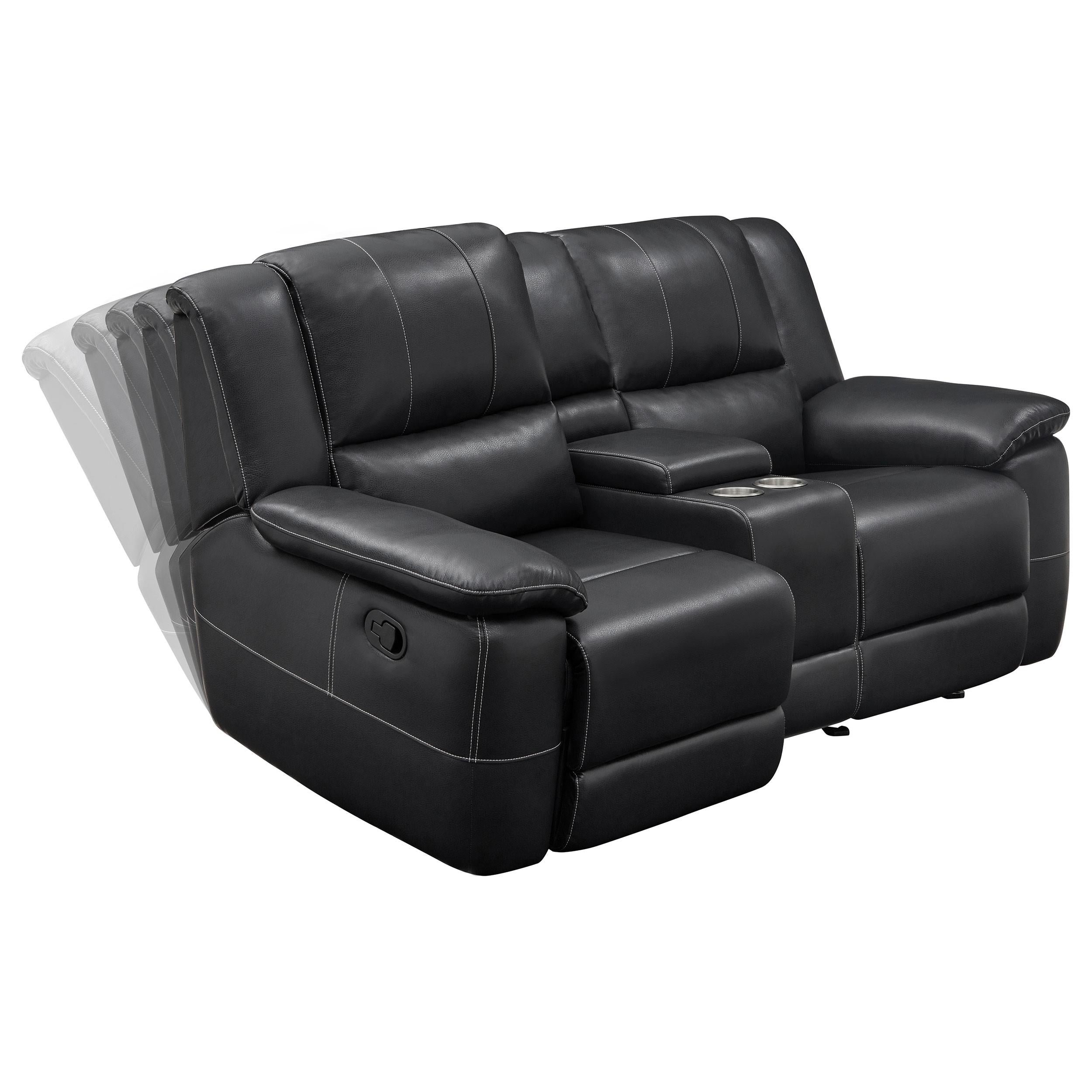 Lee Upholstered Padded Arm Glider Loveseat Black