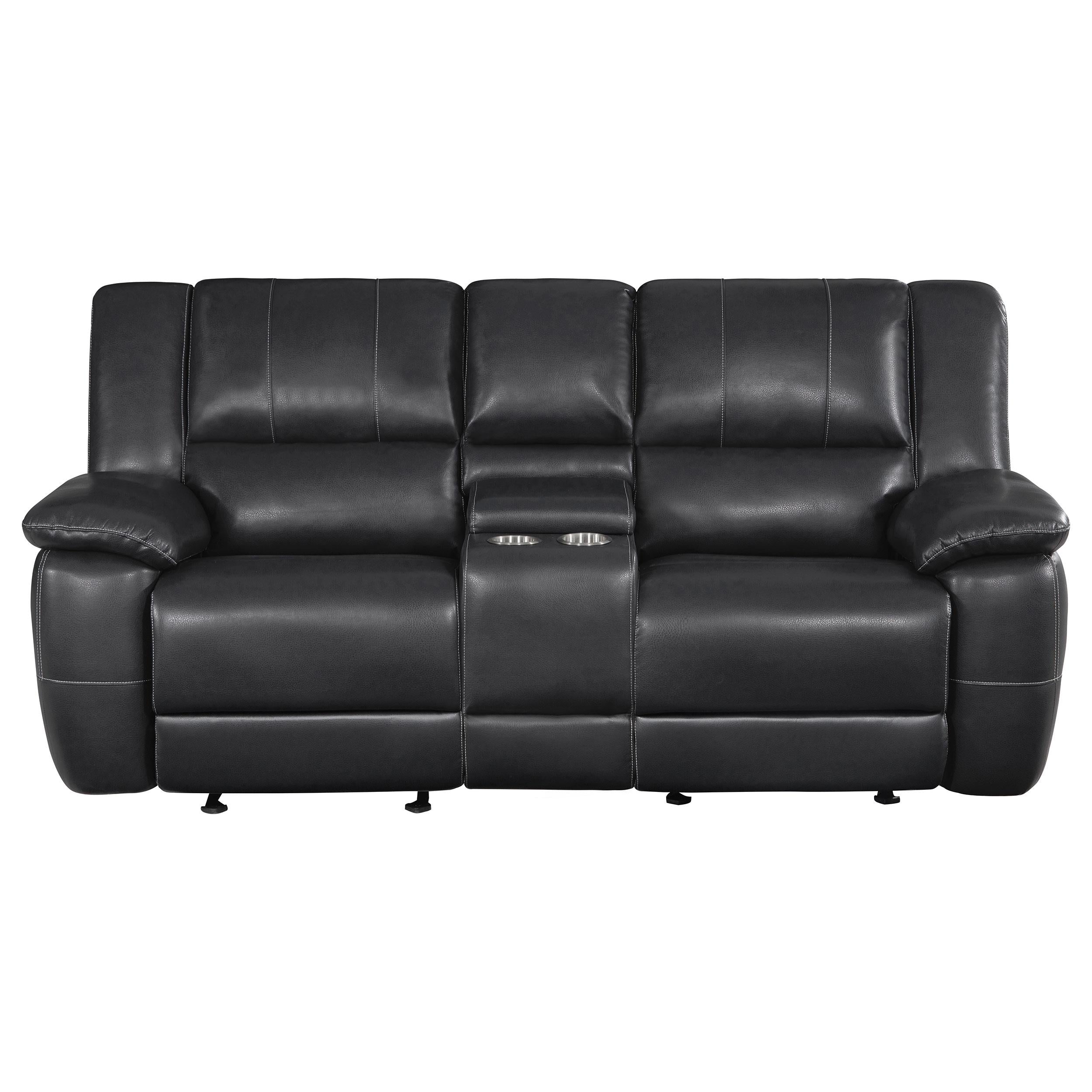 Lee Upholstered Padded Arm Glider Loveseat Black
