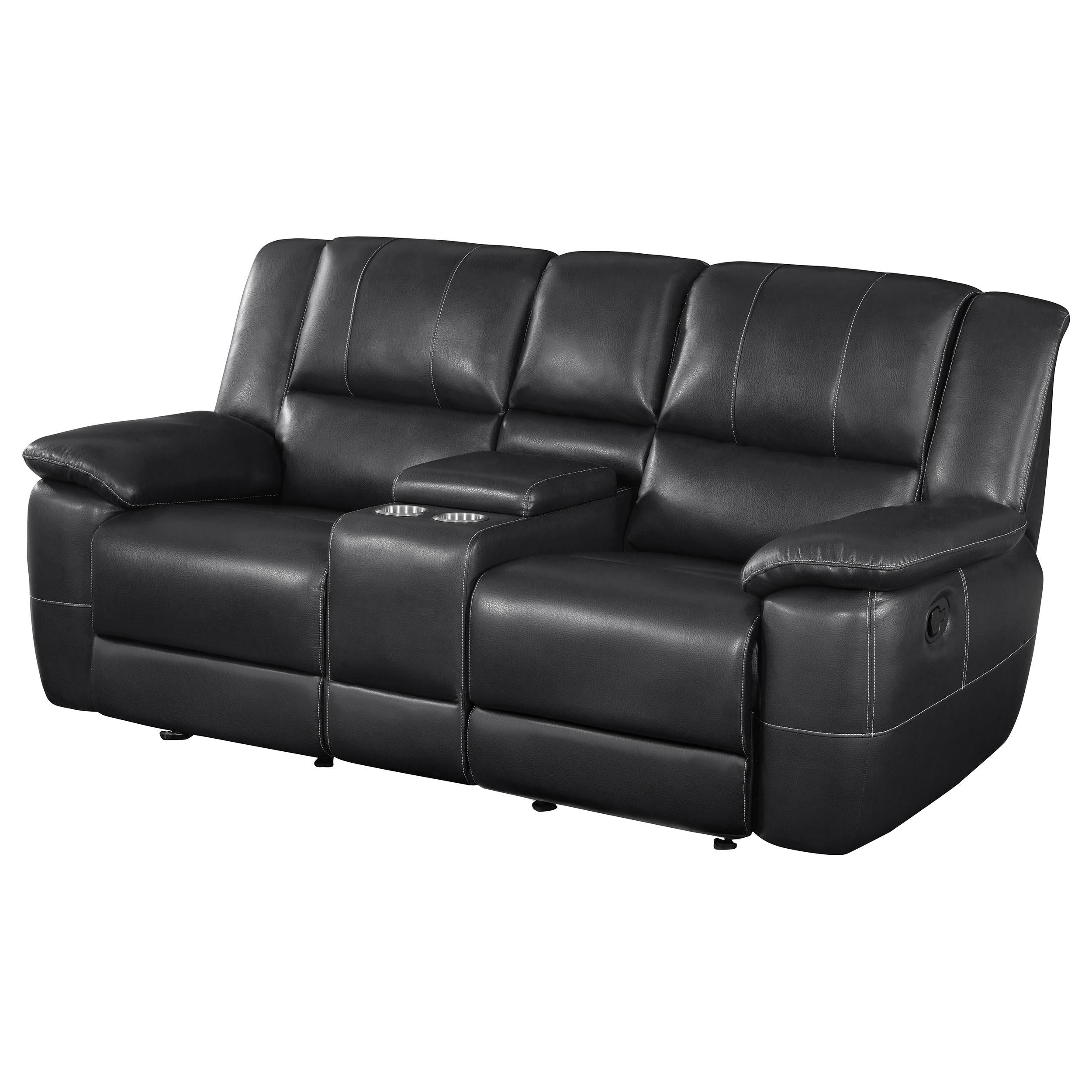Lee Upholstered Padded Arm Glider Loveseat Black