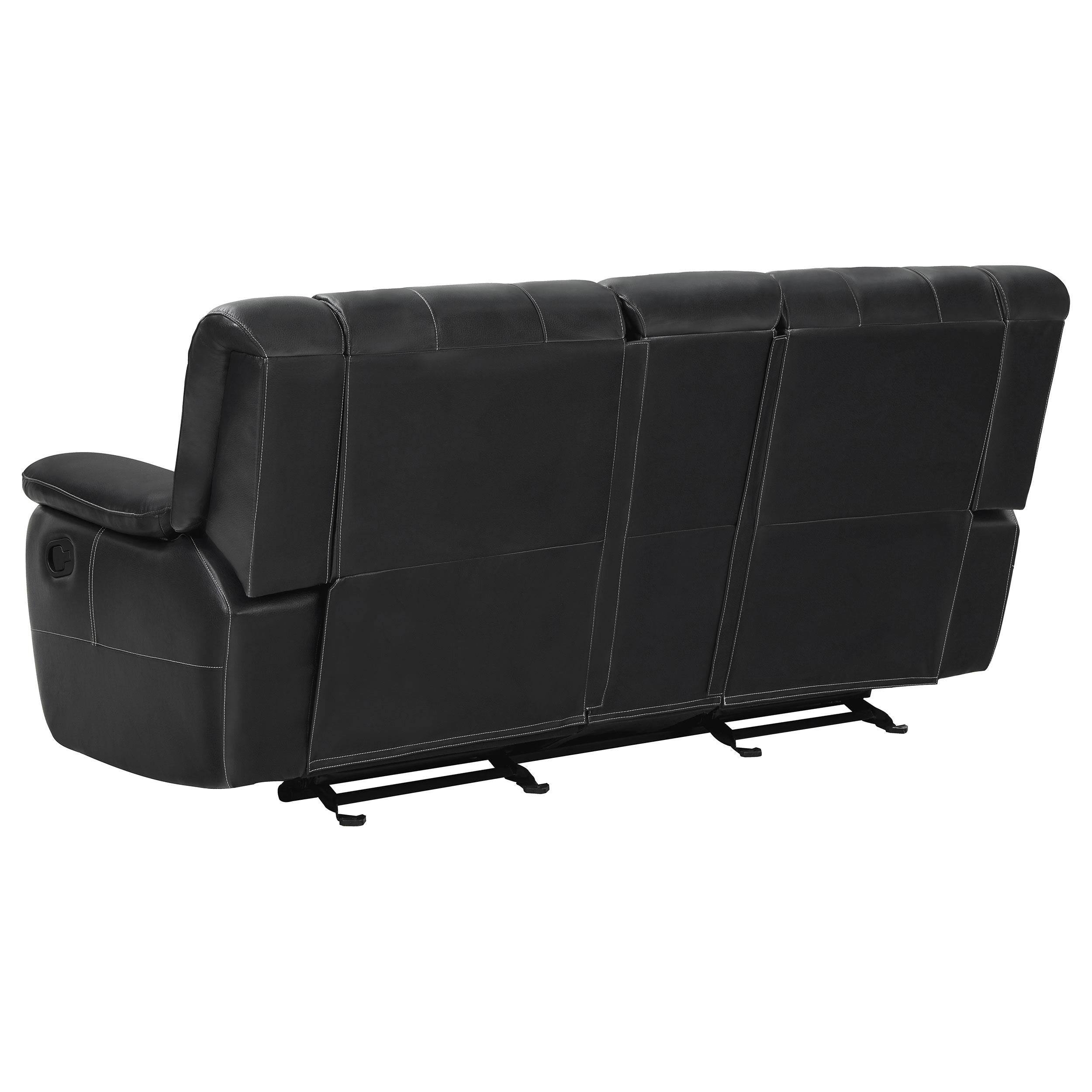 Lee Upholstered Padded Arm Glider Loveseat Black