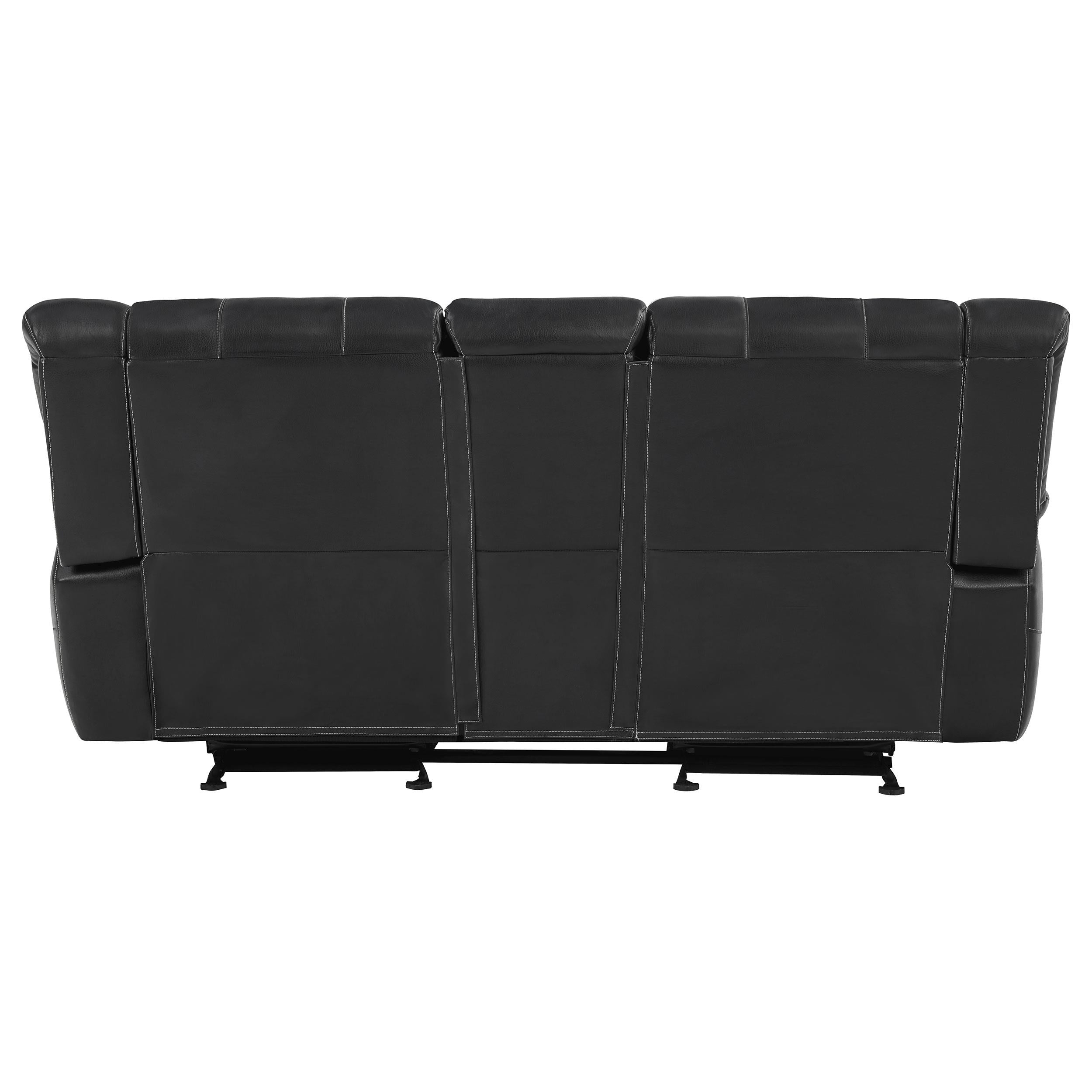 Lee Upholstered Padded Arm Glider Loveseat Black