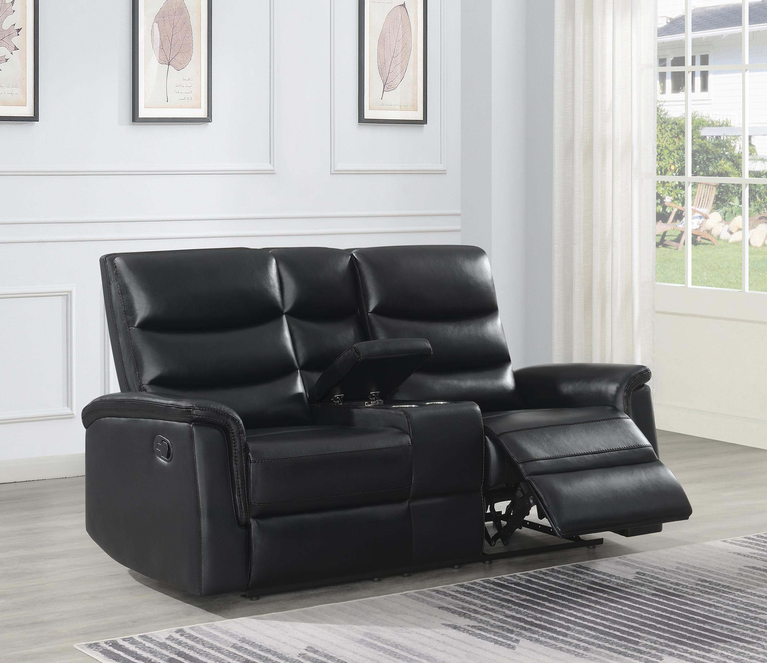 Dario Upholstered Channeled Back Motion Loveseat Black