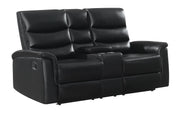Dario Upholstered Channeled Back Motion Loveseat Black