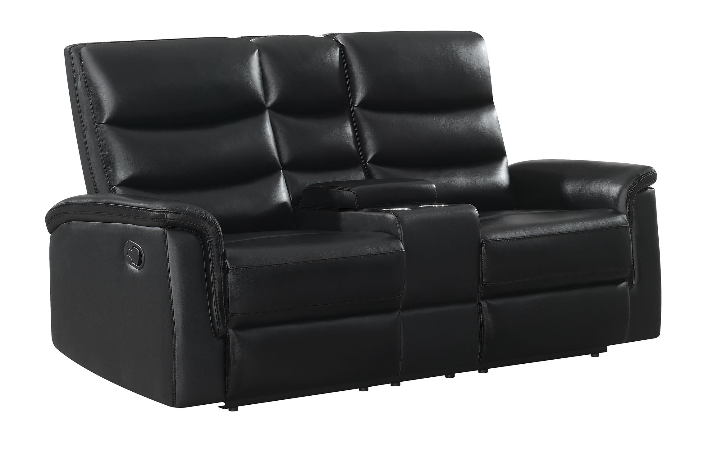 Dario Upholstered Channeled Back Motion Loveseat Black