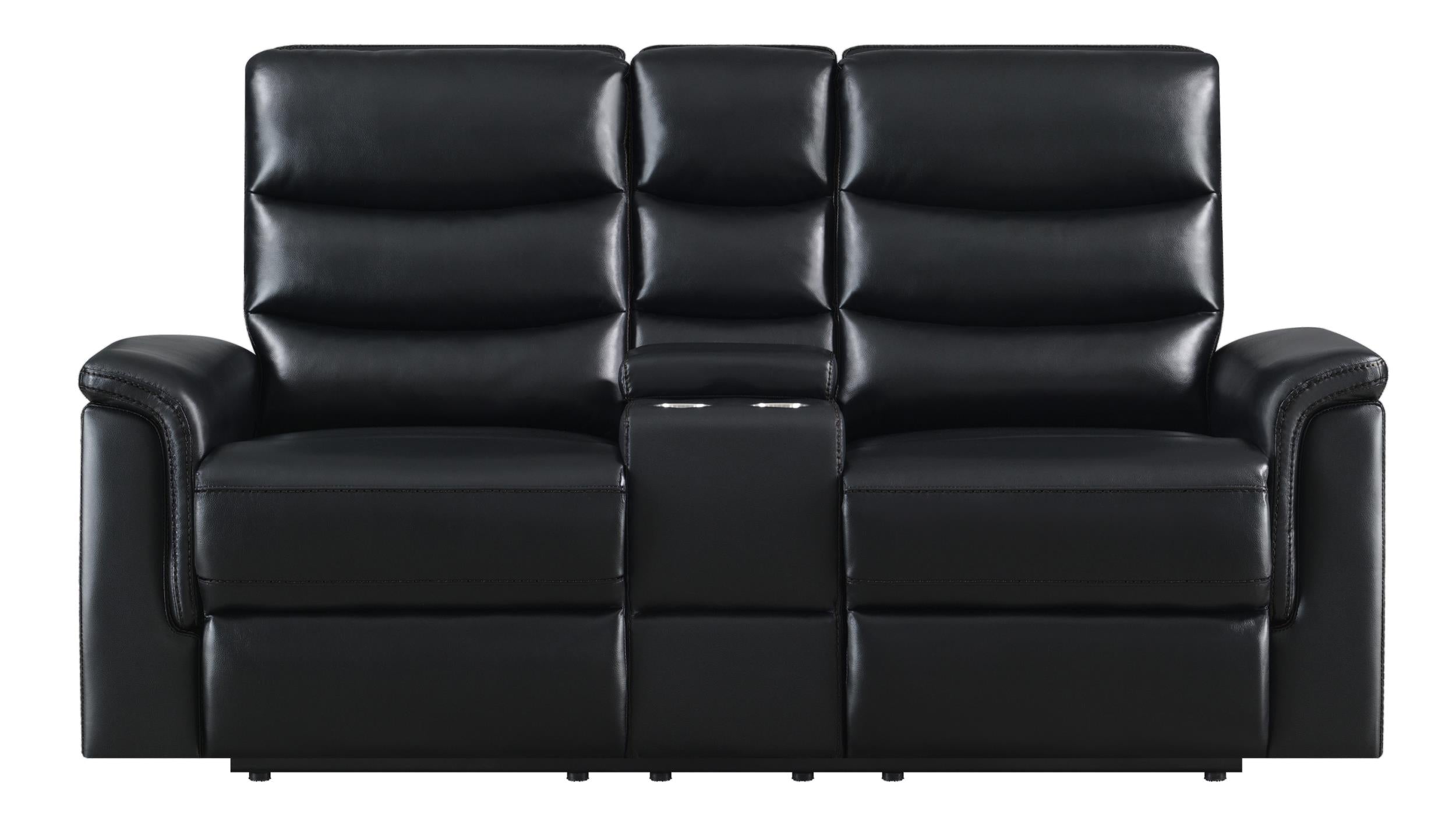 Dario Upholstered Channeled Back Motion Loveseat Black