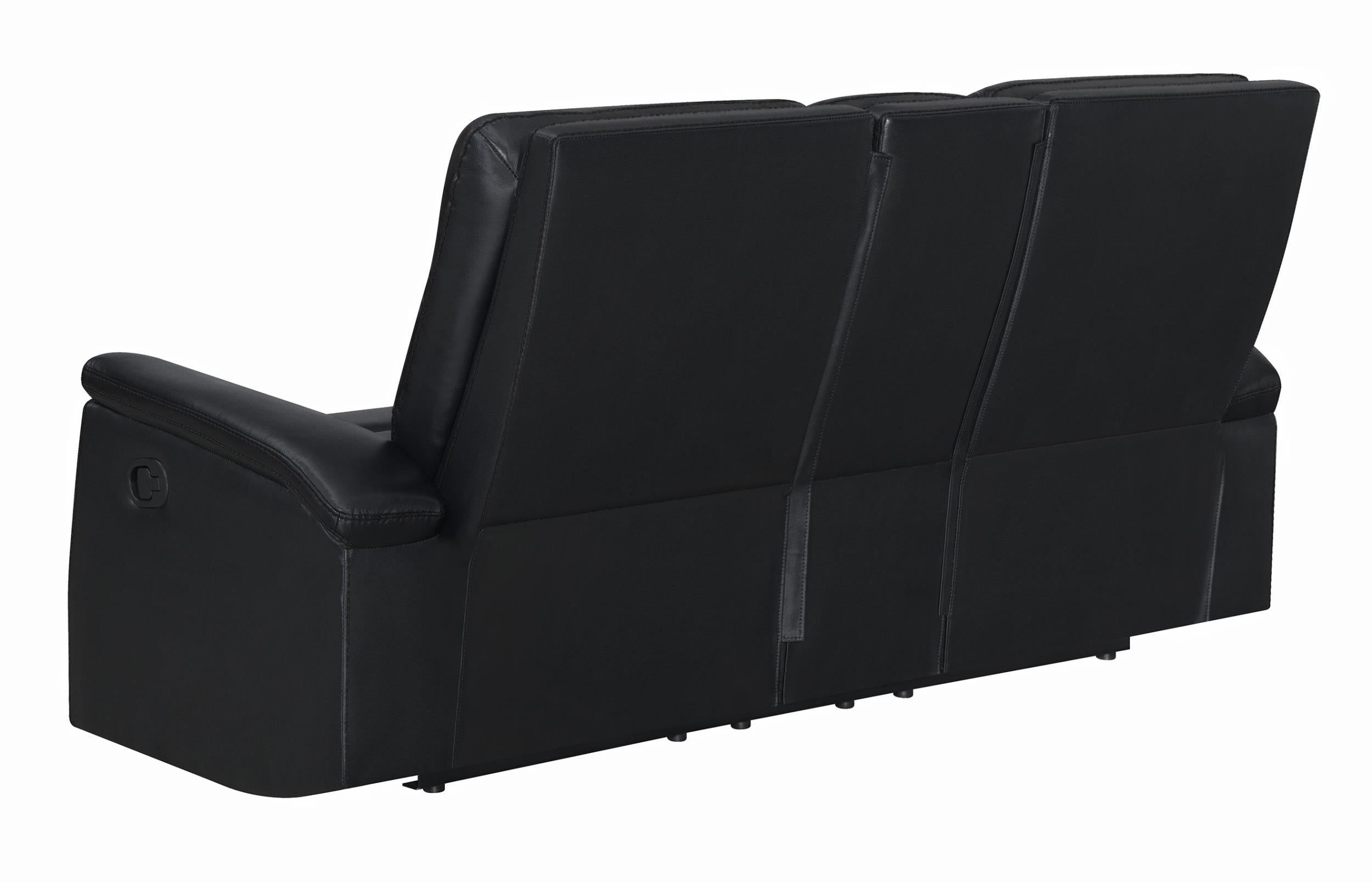 Dario Upholstered Channeled Back Motion Loveseat Black