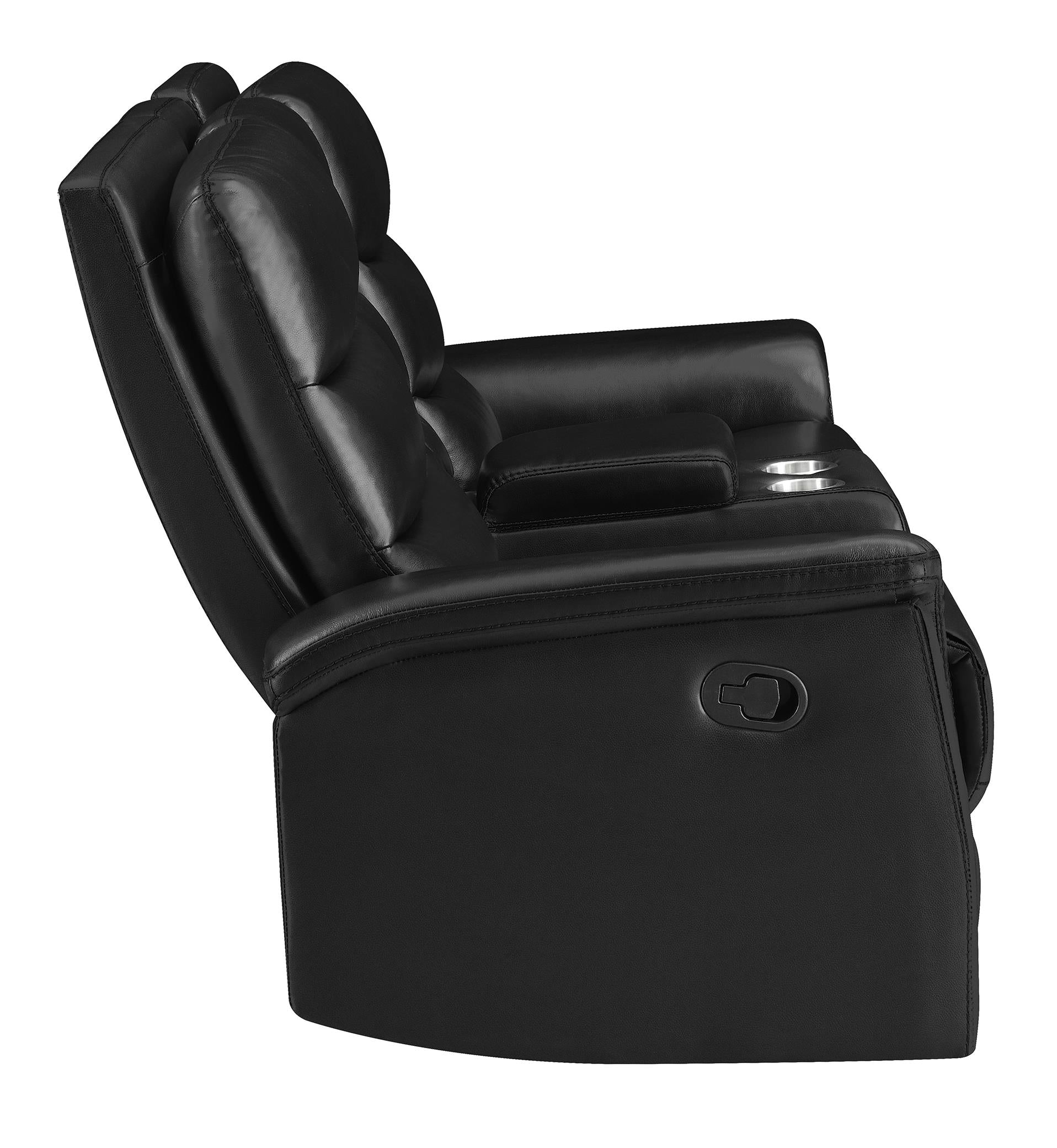 Dario Upholstered Channeled Back Motion Loveseat Black