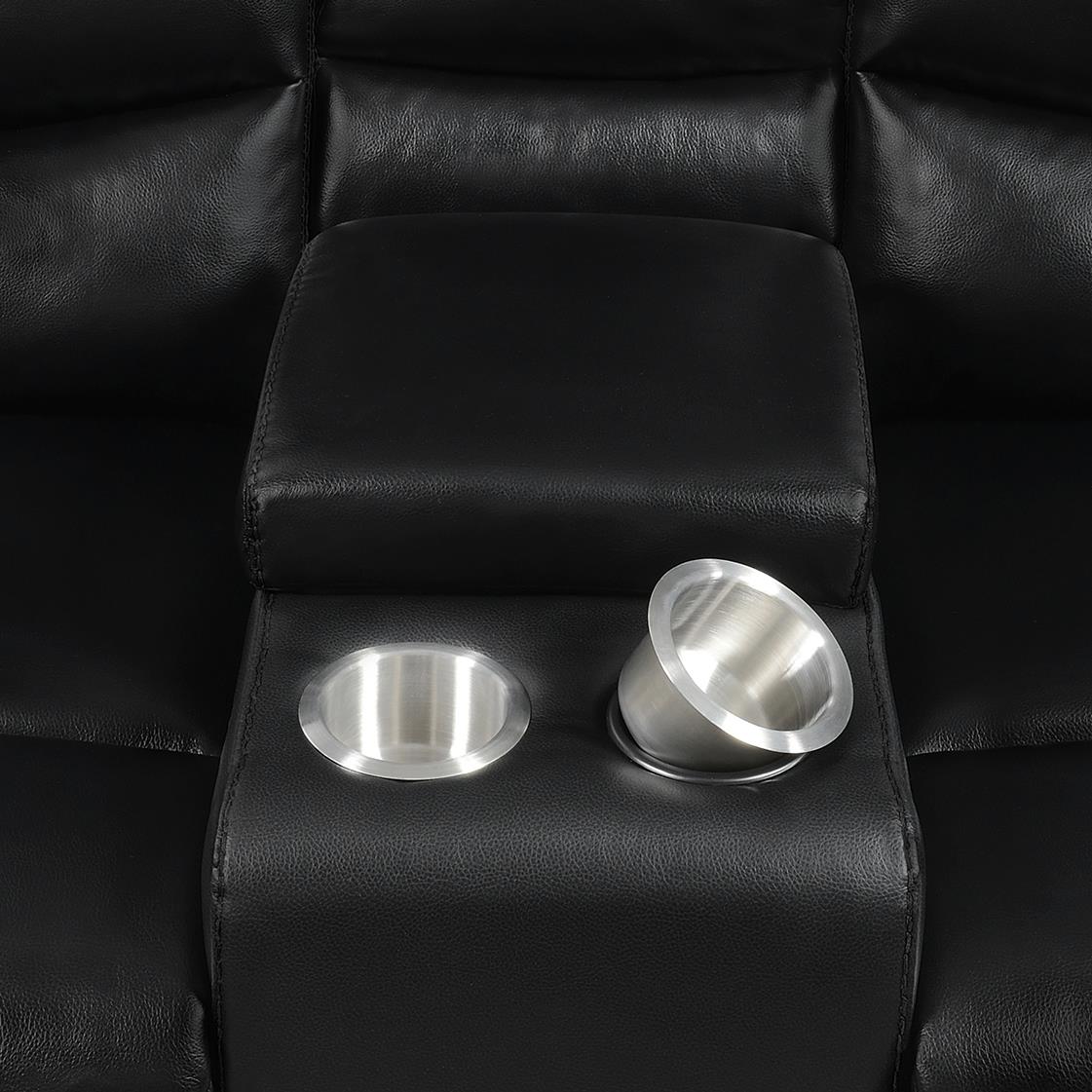 Dario Upholstered Channeled Back Motion Loveseat Black
