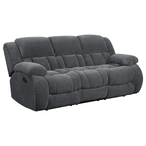 Sofá reclinable con brazos acolchados y tapizado Weissman, gris