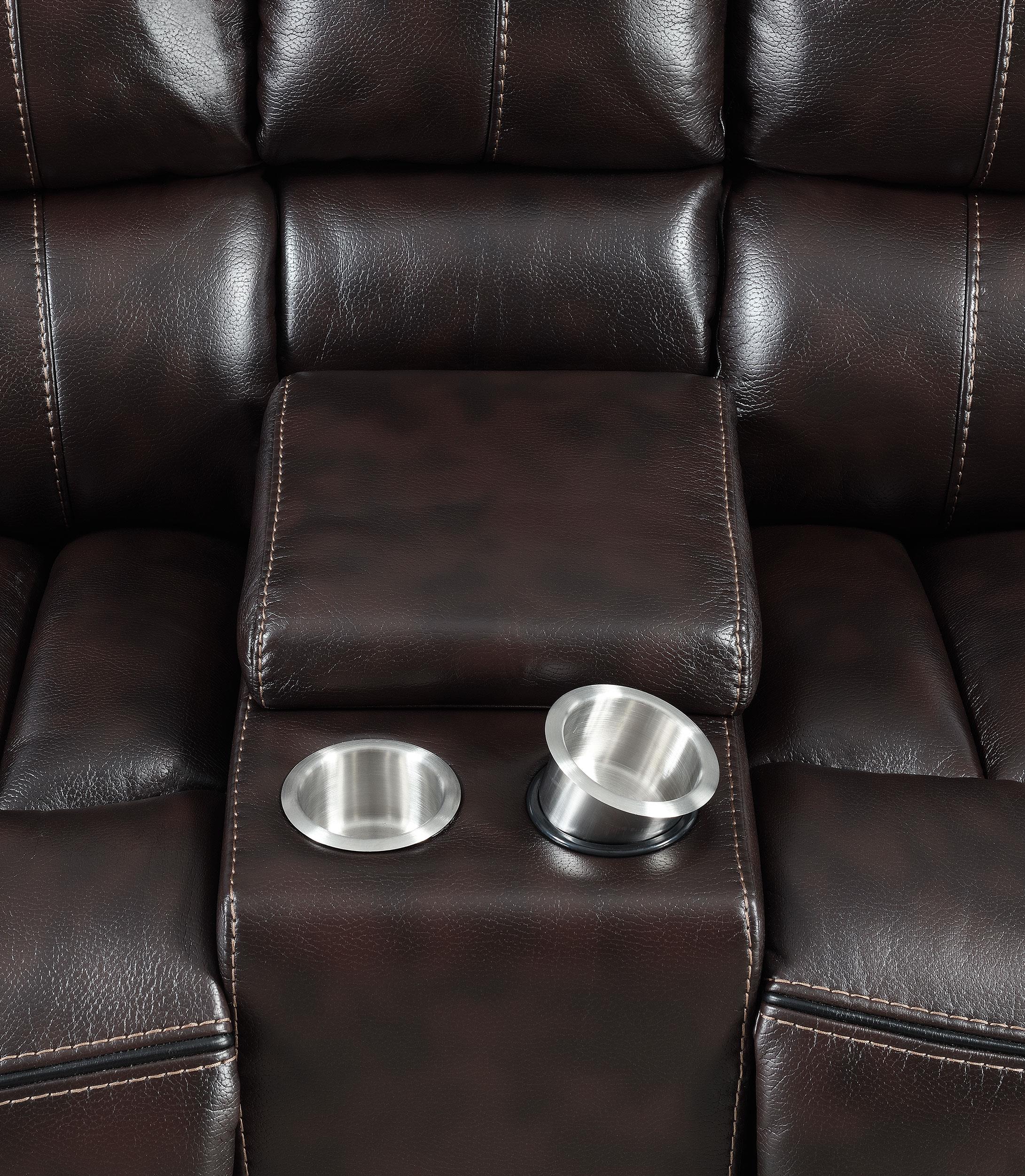 Willemse Motion Loveseat with Console Dark Brown