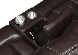 Loveseat Willemse Motion con consola marrón oscuro