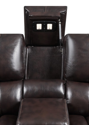 Loveseat Willemse Motion con consola marrón oscuro