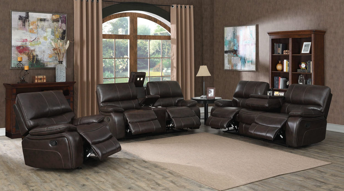 Loveseat Willemse Motion con consola marrón oscuro