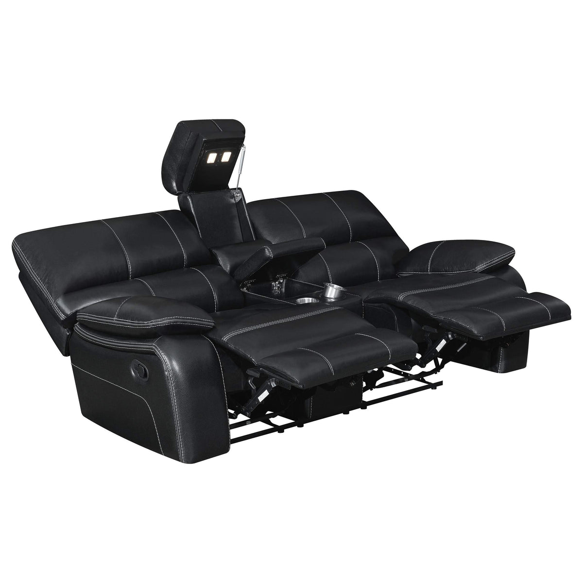 Loveseat Willemse Motion con consola, color negro
