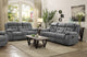 Conjunto de sofá reclinable móvil tapizado Higgins de 2 piezas, gris