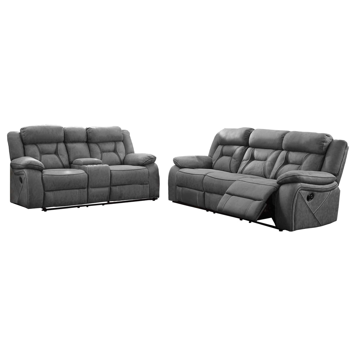 Conjunto de sofá reclinable móvil tapizado Higgins de 2 piezas, gris