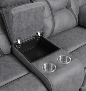 Conjunto de sofá reclinable móvil tapizado Higgins de 2 piezas, gris