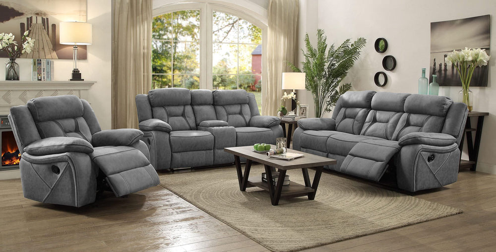 Conjunto de sofá reclinable móvil tapizado Higgins de 3 piezas, gris