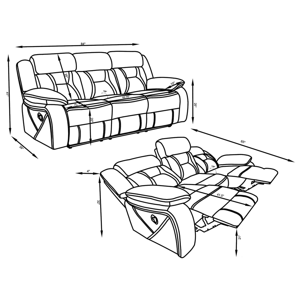 Higgins Upholstered Motion Reclining Sofa Grey