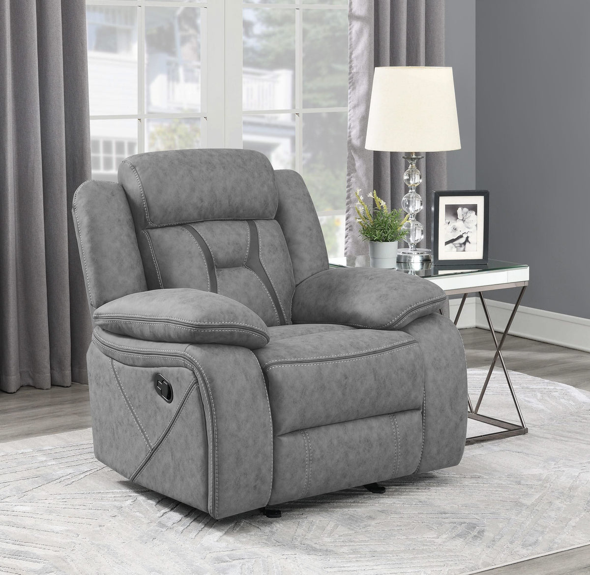 Sillón reclinable tapizado Higgins gris